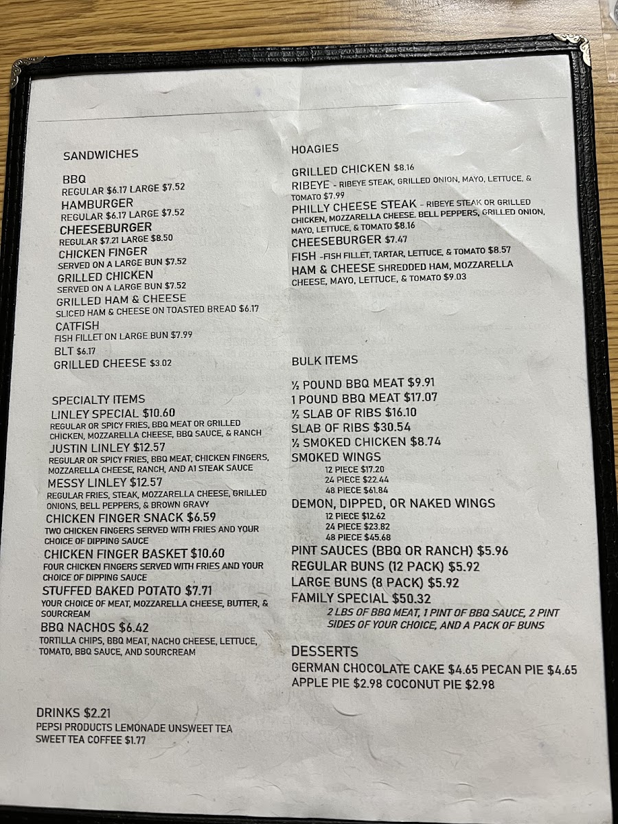 Smokee Hollow BBQ Photo Menu 1