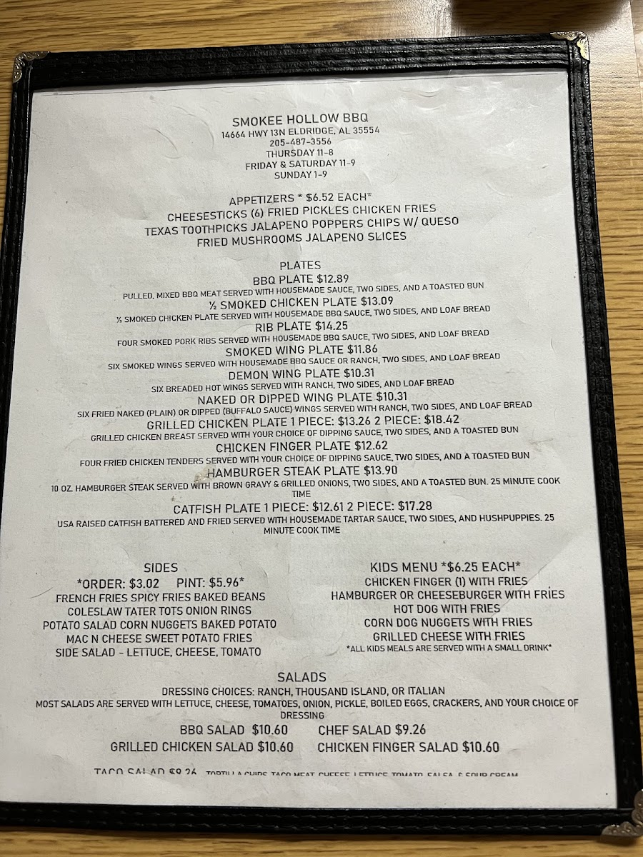 Smokee Hollow BBQ Photo Menu 2
