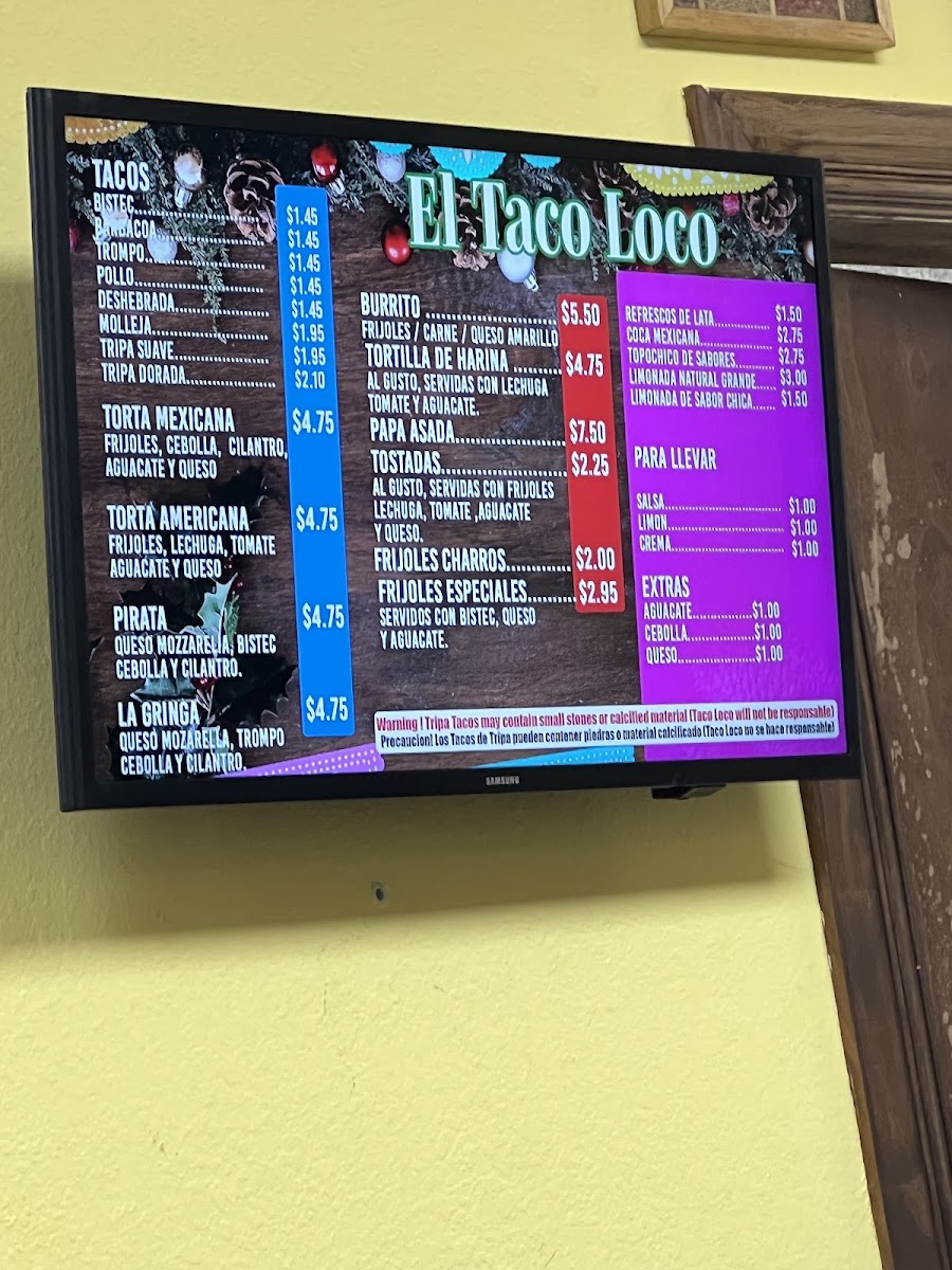 Taqueria El Taco Loco Photo Menu 1