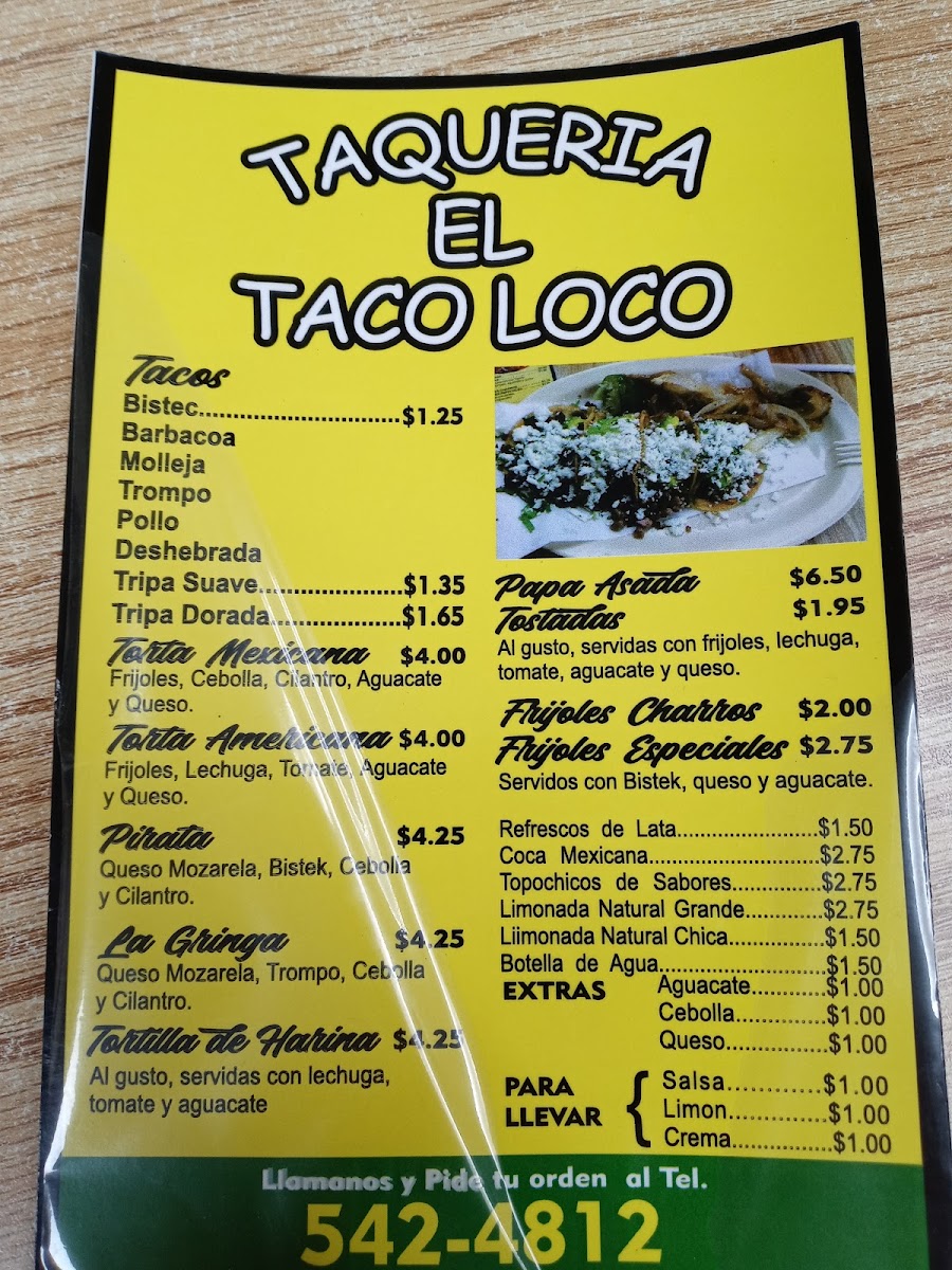 Taqueria El Taco Loco Photo Menu 2