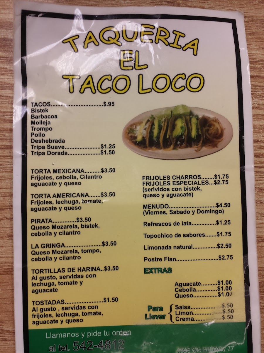 Taqueria El Taco Loco Photo Menu 9