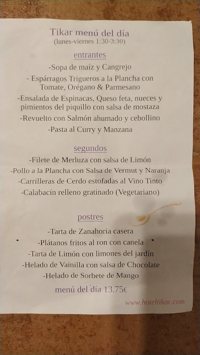 Restaurante Azul/Hotel Tikar Photo Menu 3