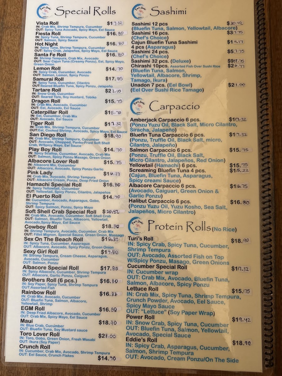 Turi's Sushi bar Photo Menu 1