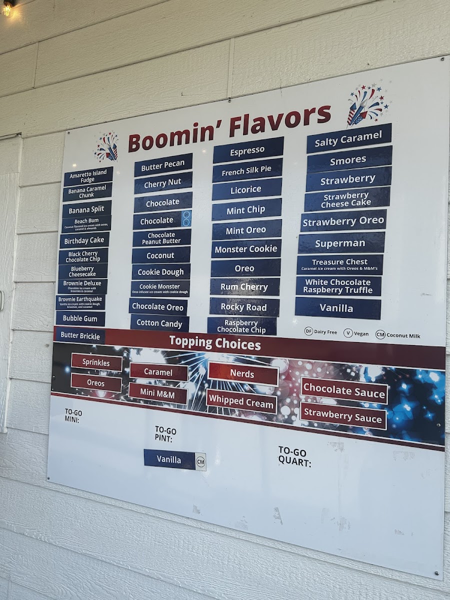 Booms Ice Cream Shop Photo Menu 2