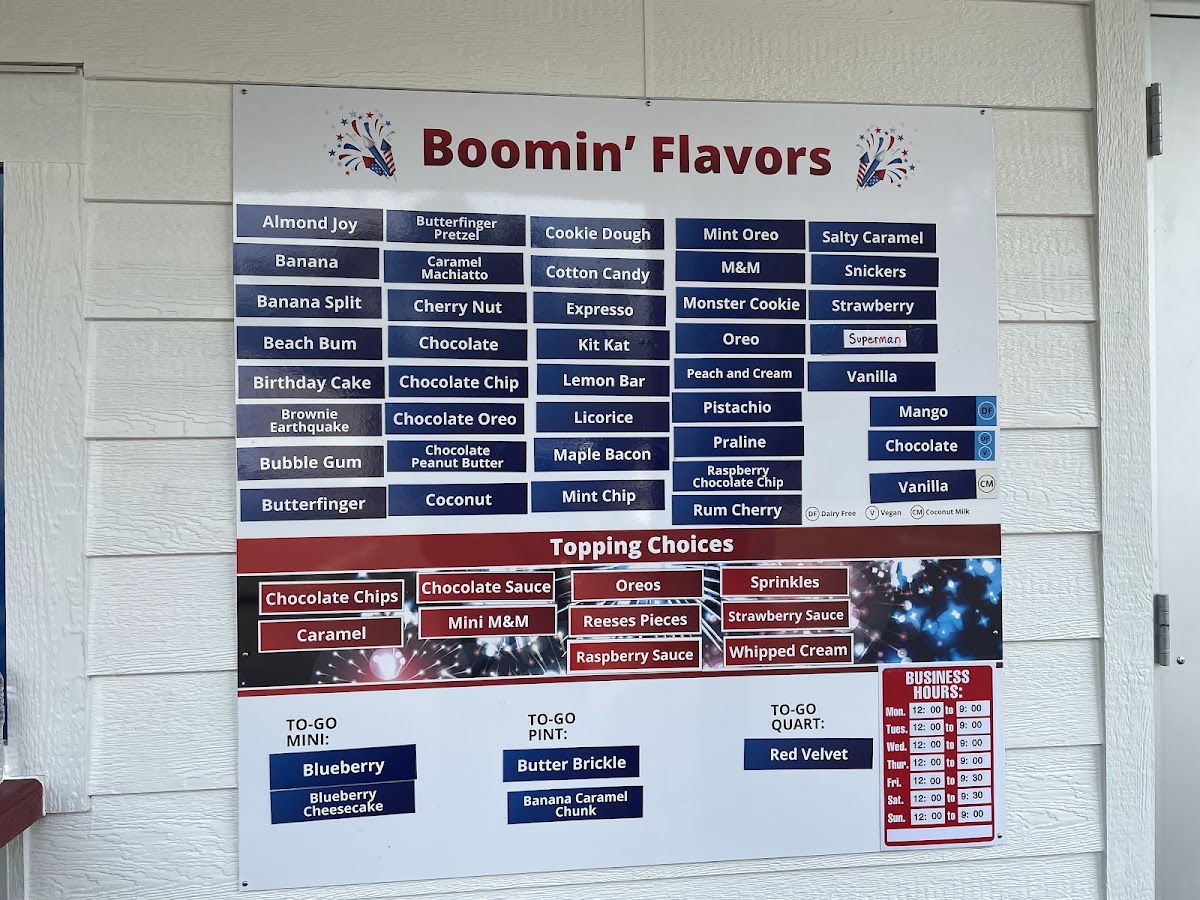 Booms Ice Cream Shop Photo Menu 9