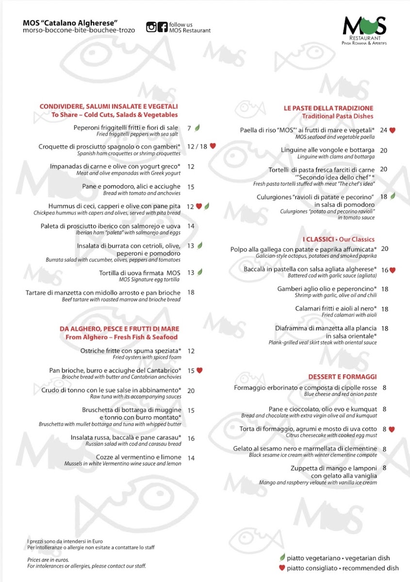 Mos Restaurant Alghero Photo Menu 1
