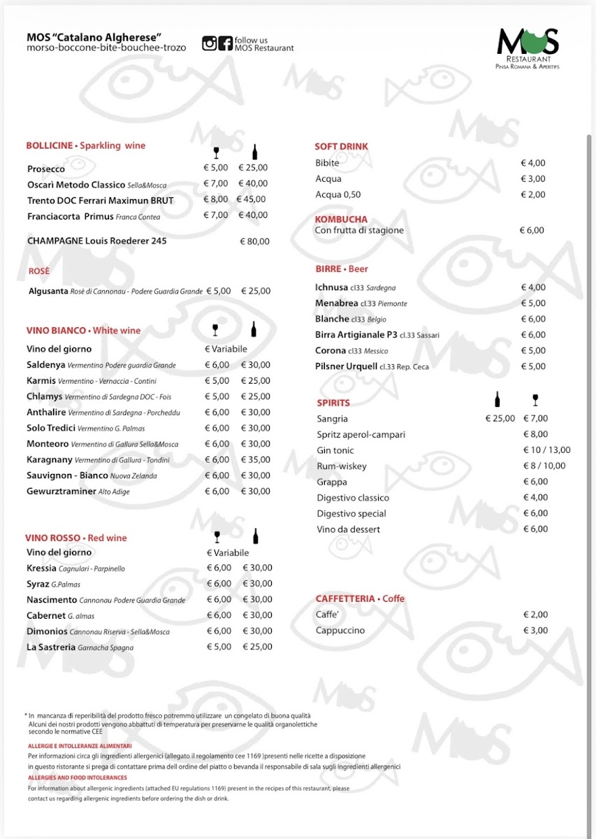 Mos Restaurant Alghero Photo Menu 2