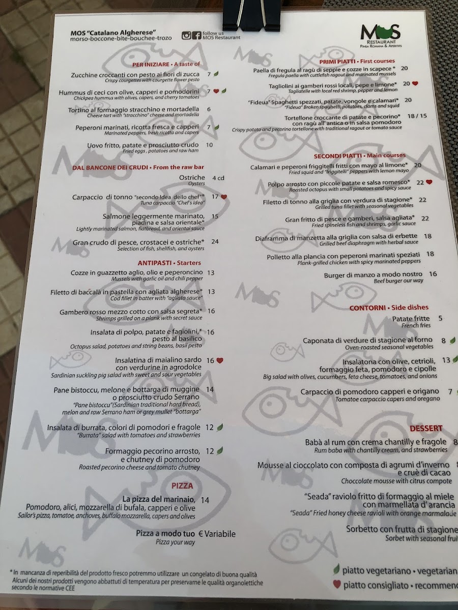 Mos Restaurant Alghero Photo Menu 4