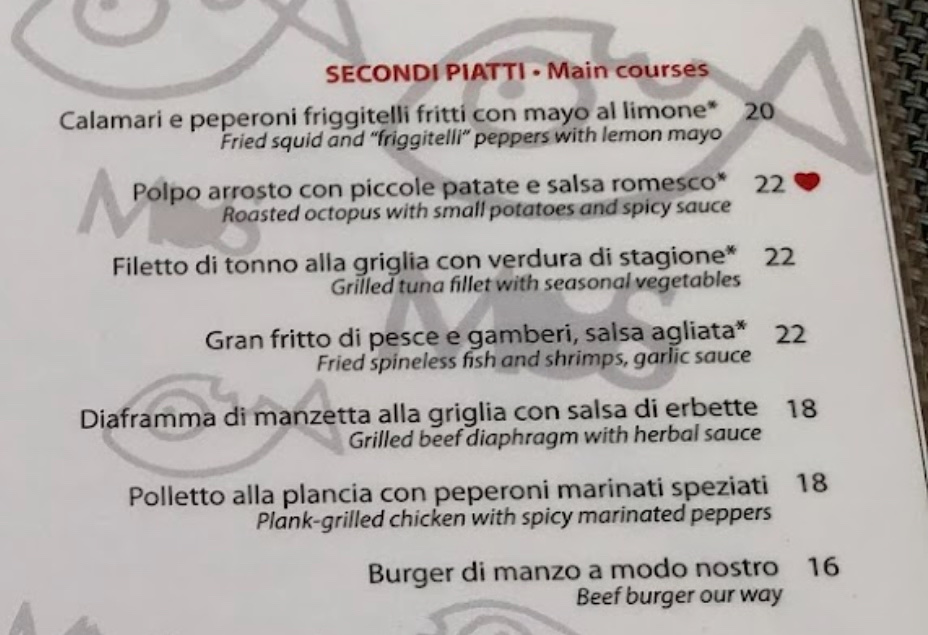 Mos Restaurant Alghero Photo Menu 5