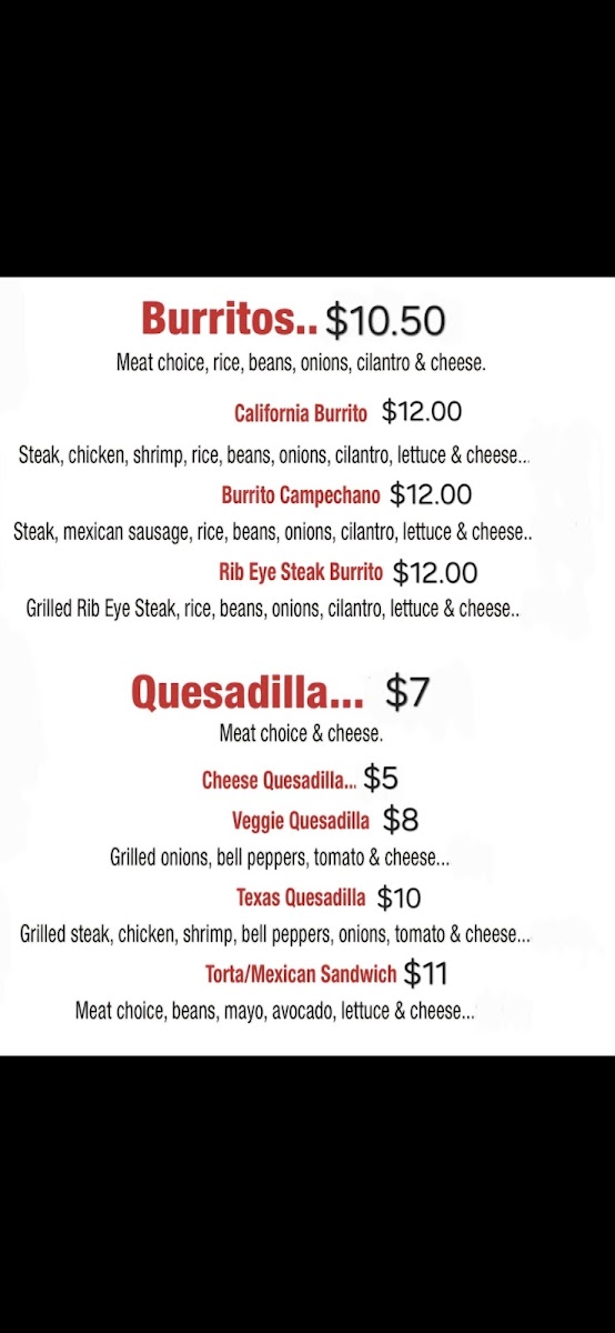 Lupita's Mexican Fast Food Perdido Key Photo Menu 3