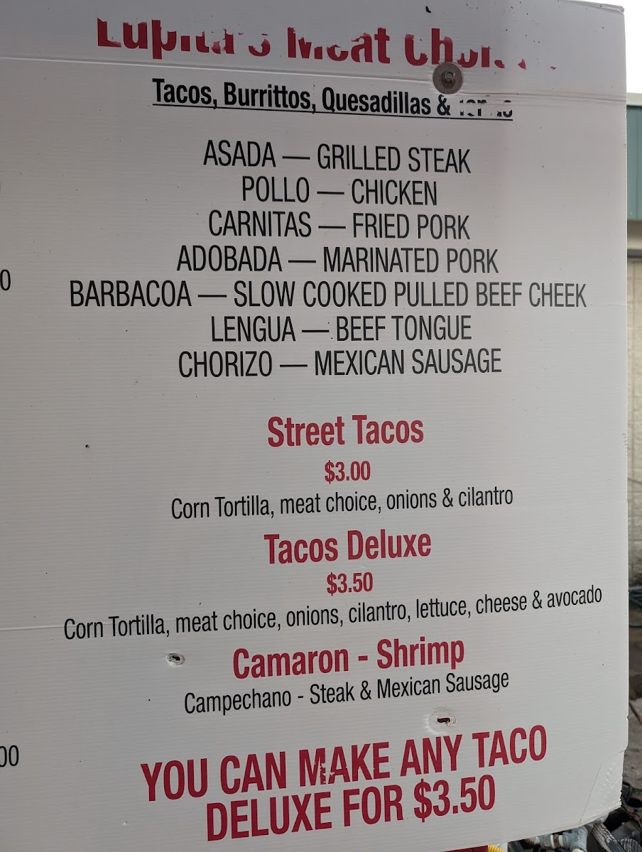Lupita's Mexican Fast Food Perdido Key Photo Menu 7