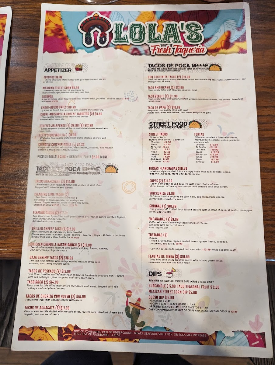 Lola's Fresh Taqueria Photo Menu 3