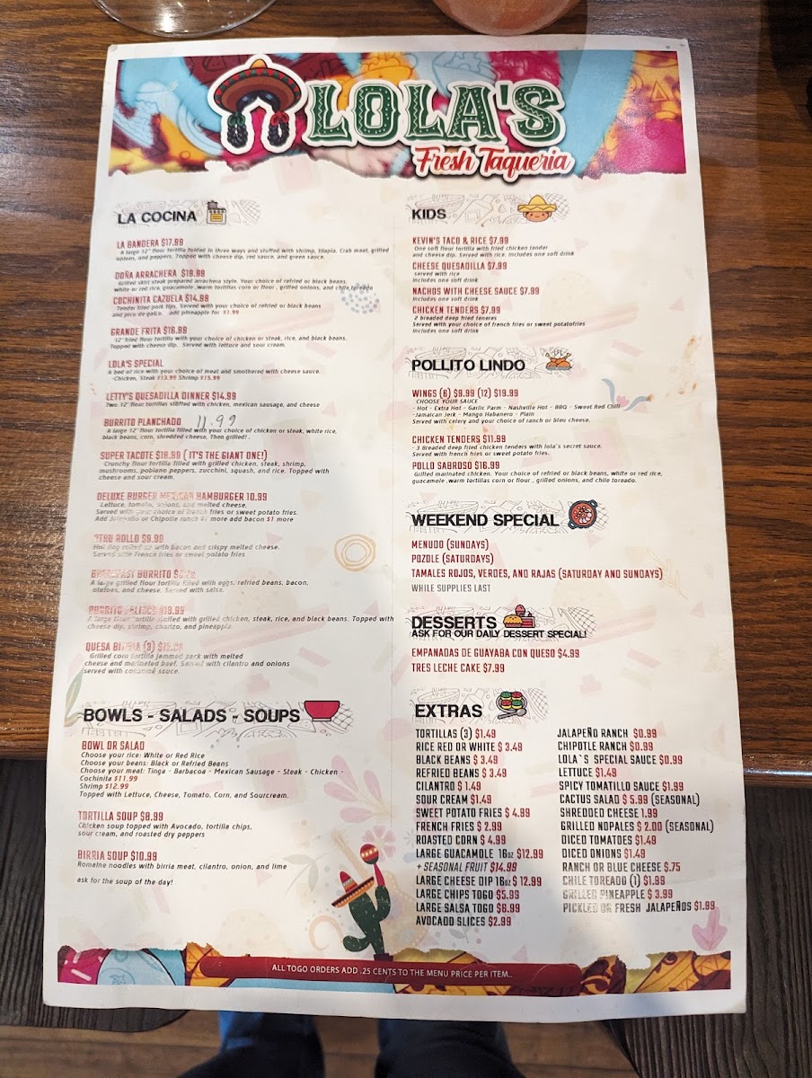 Lola's Fresh Taqueria Photo Menu 4