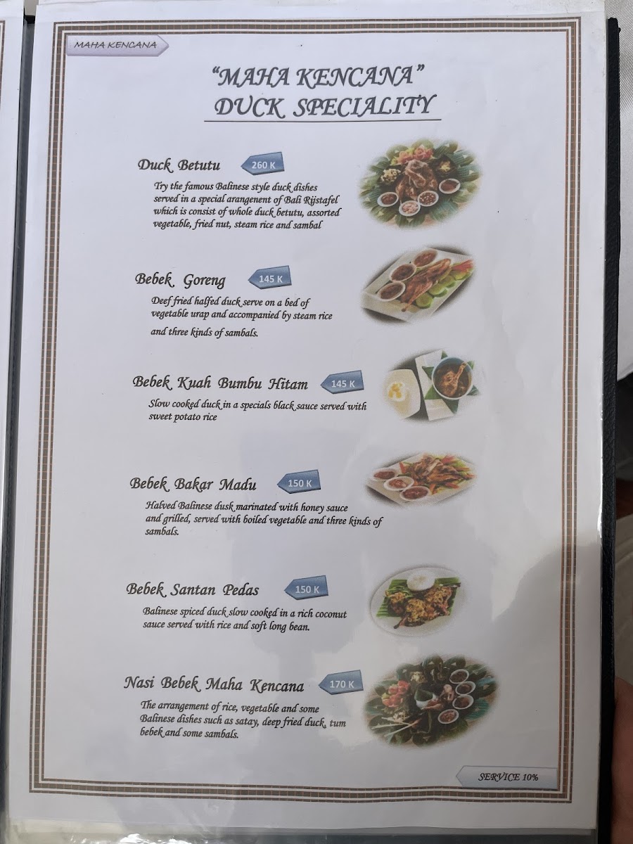 Maha Kencana Photo Menu 1