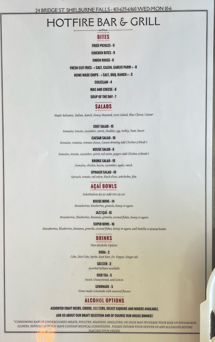 Hotfire Bar and Grill Photo Menu 3