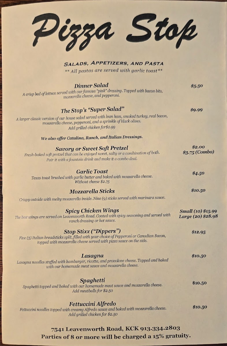 Pizza Stop Photo Menu 1