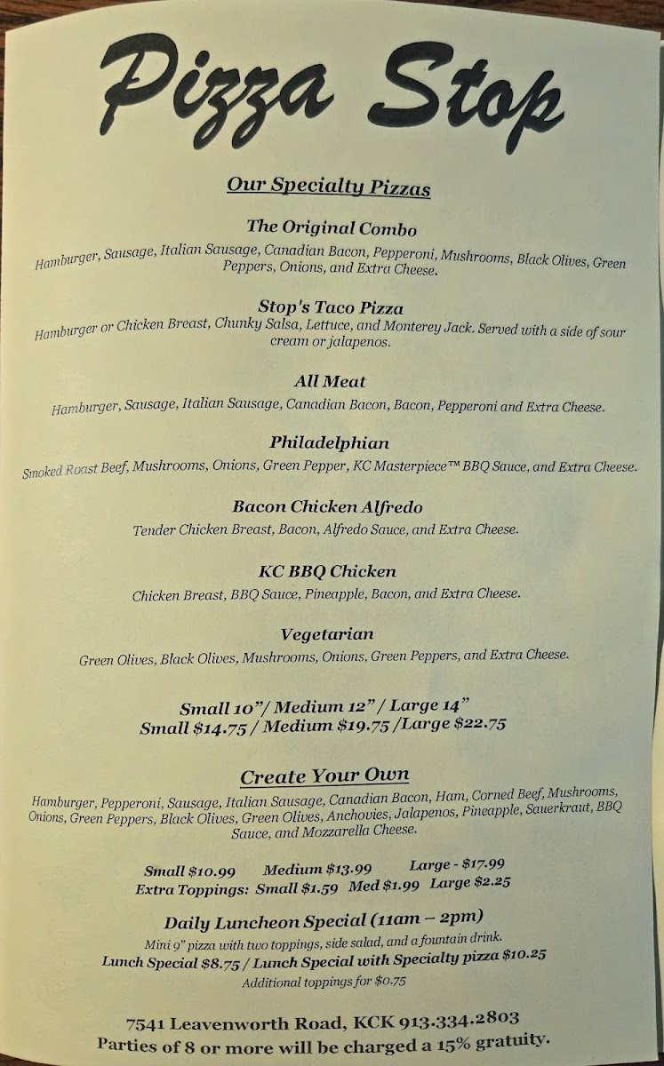 Pizza Stop Photo Menu 2