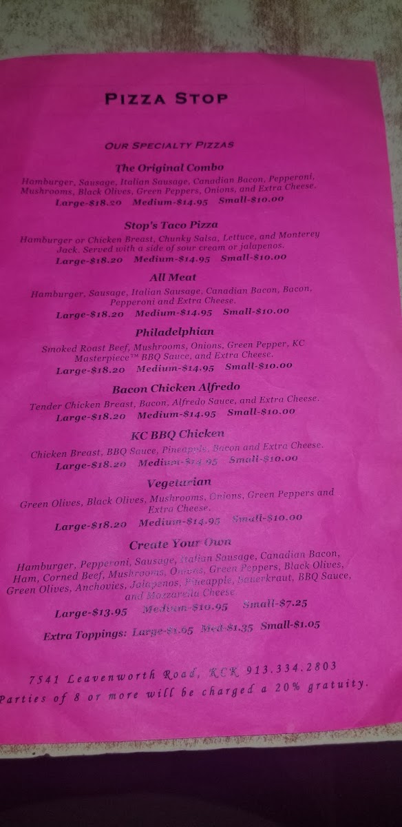 Pizza Stop Photo Menu 7