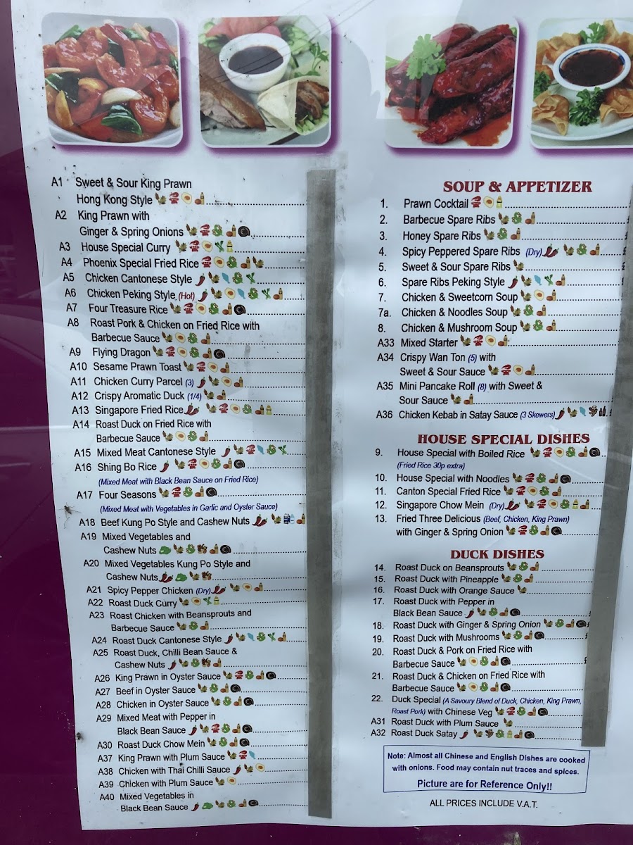 Real Ocean Chinese Takeaway Photo Menu 1