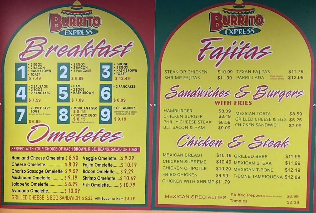 Burrito Express Pooler Photo Menu 1