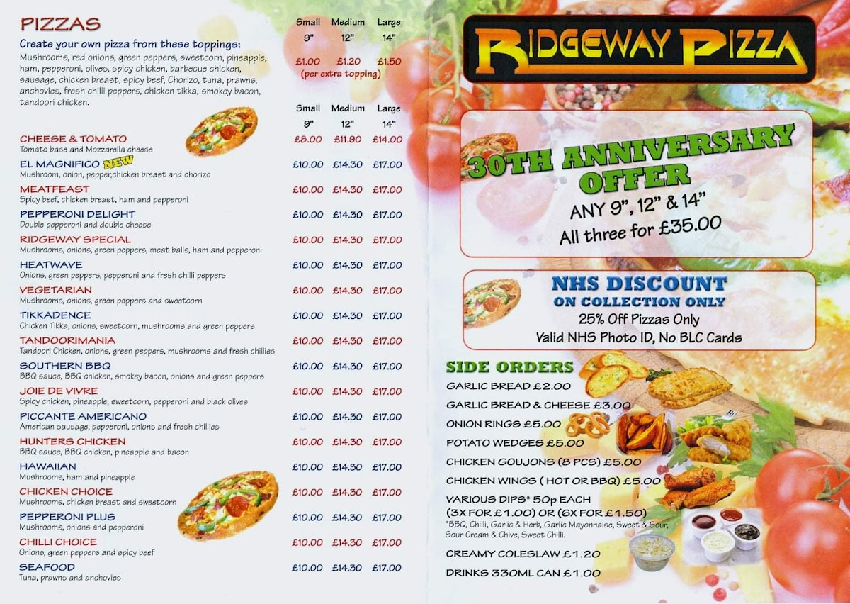 Ridgeway Pizza Photo Menu 1
