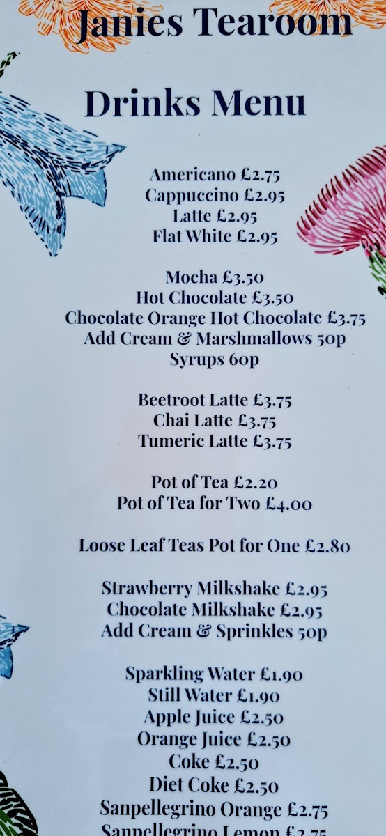 Janies Tearoom Photo Menu 1