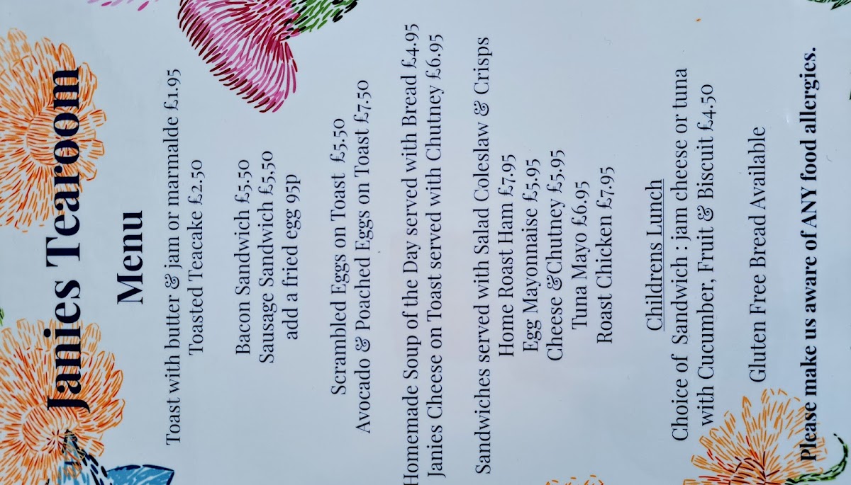 Janies Tearoom Photo Menu 2