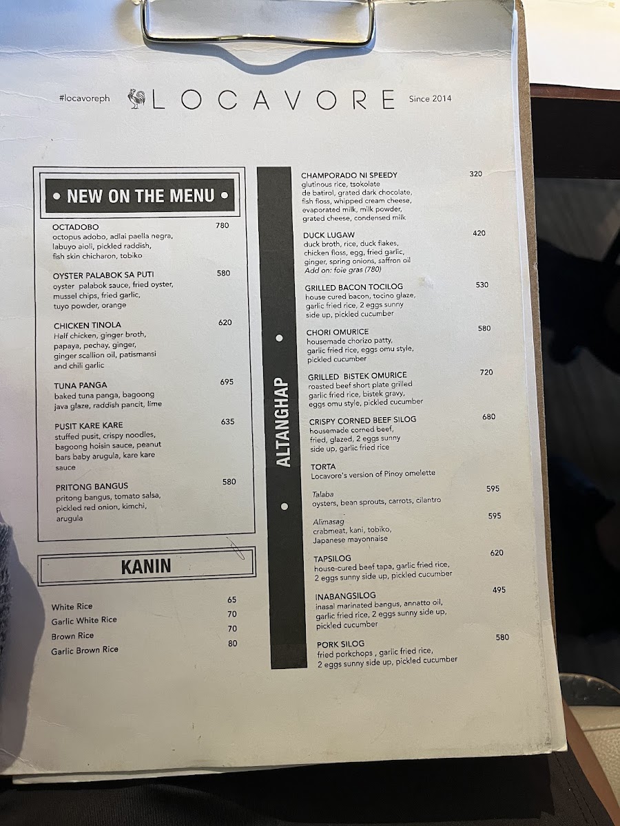 Locavore Photo Menu 1