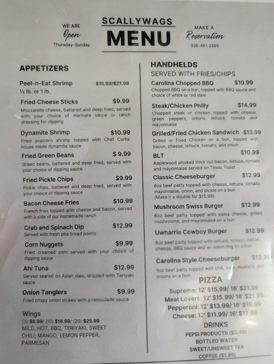 Scallywags Bar and Grill at Badin Lake Marina Photo Menu 3