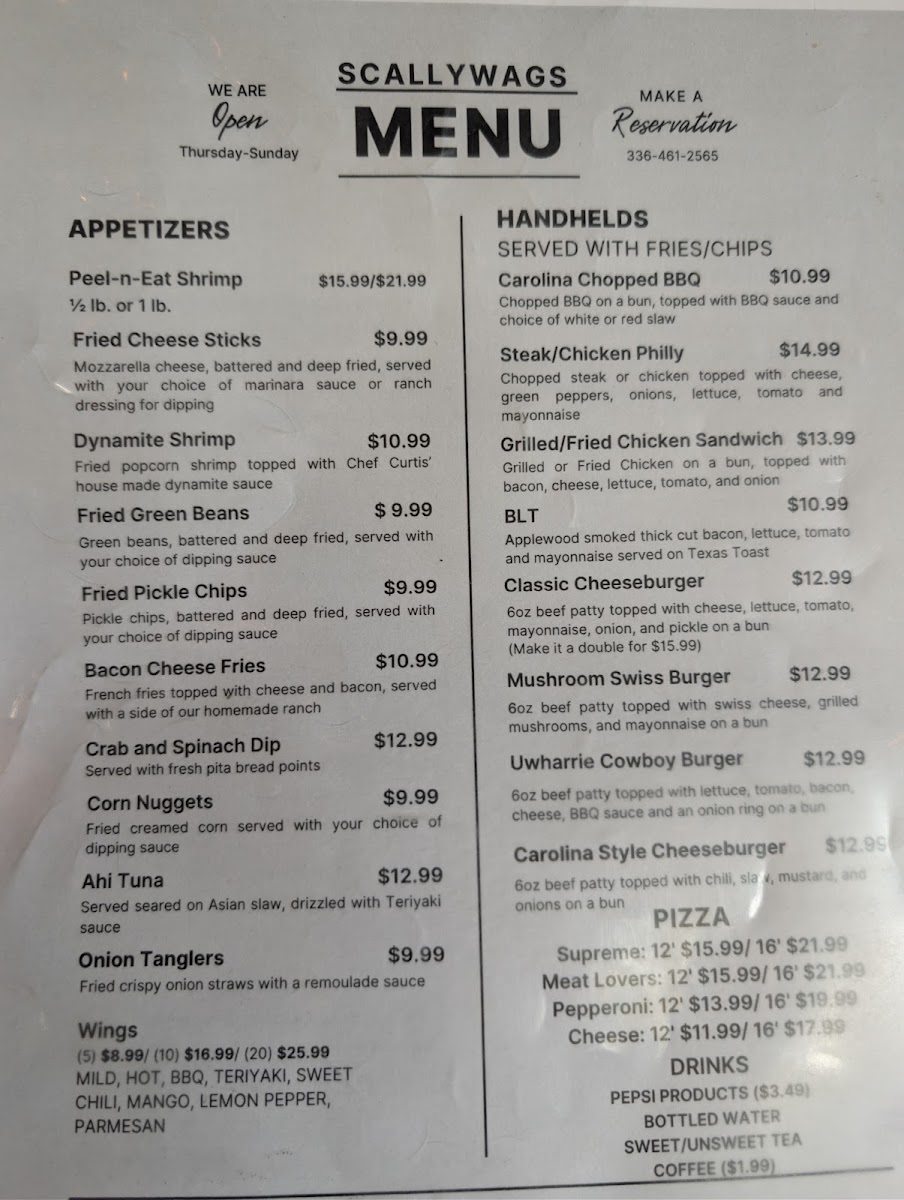 Scallywags Bar and Grill at Badin Lake Marina Photo Menu 4