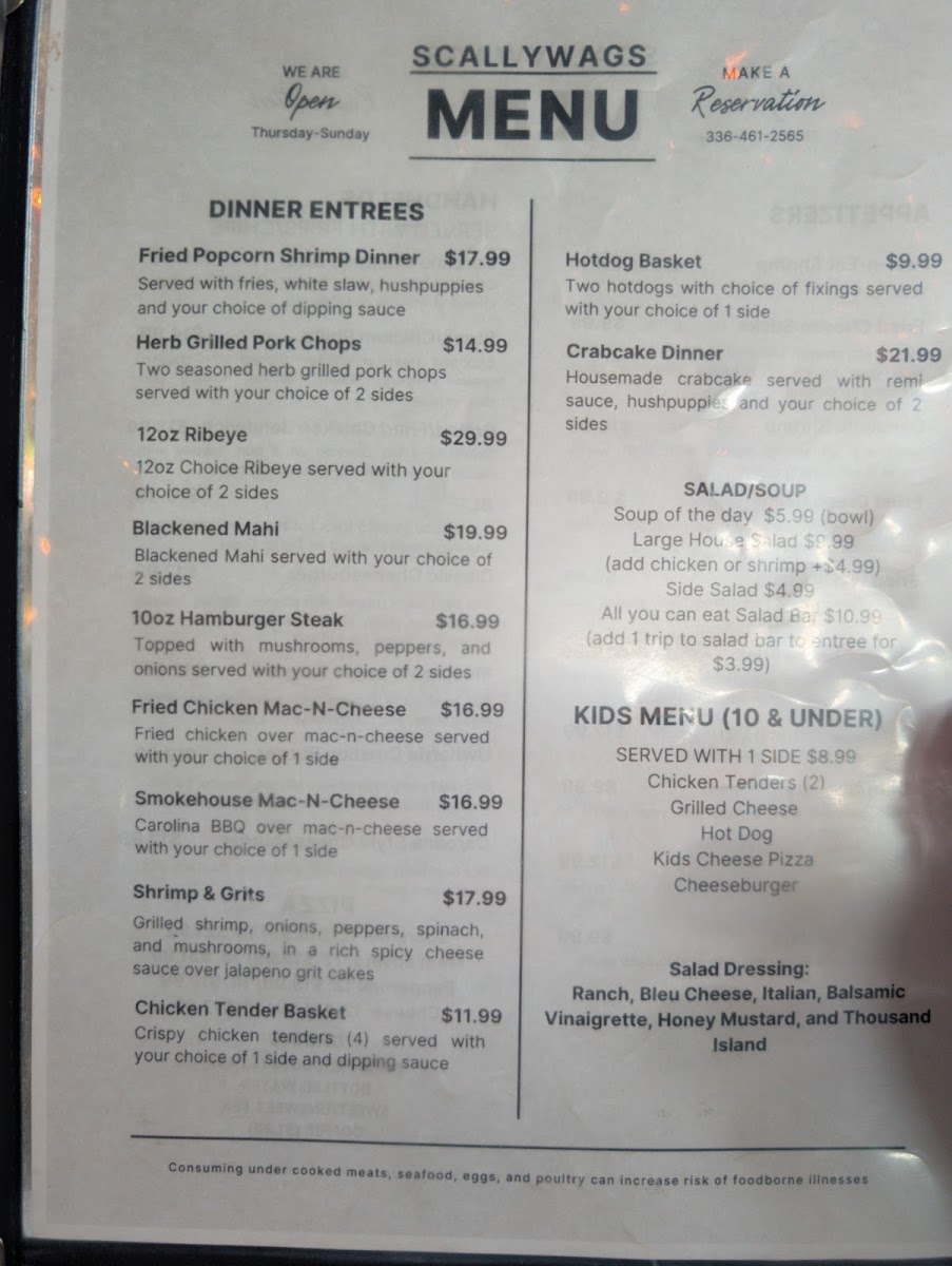 Scallywags Bar and Grill at Badin Lake Marina Photo Menu 5