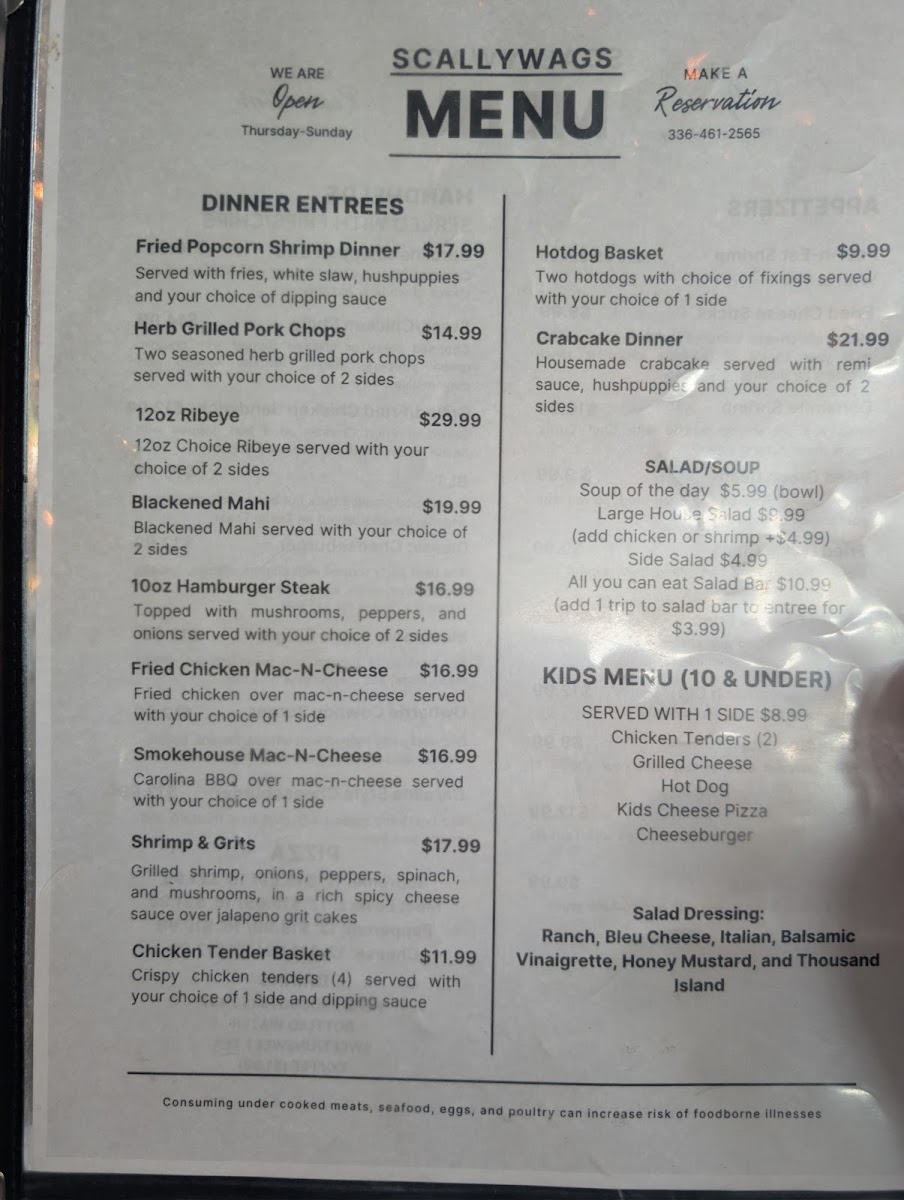 Scallywags Bar and Grill at Badin Lake Marina Photo Menu 6