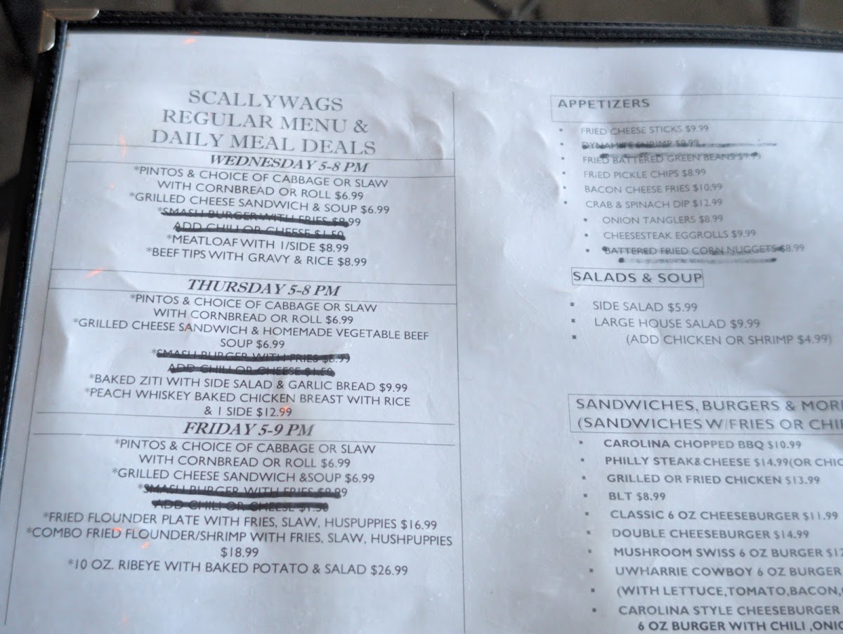Scallywags Bar and Grill at Badin Lake Marina Photo Menu 7