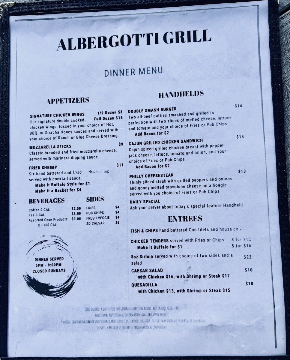 Albergotti Grill Photo Menu 1