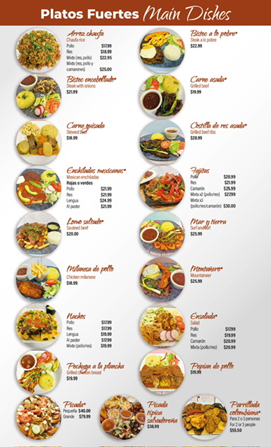 Mi Pais Family Restaurant Photo Menu 2
