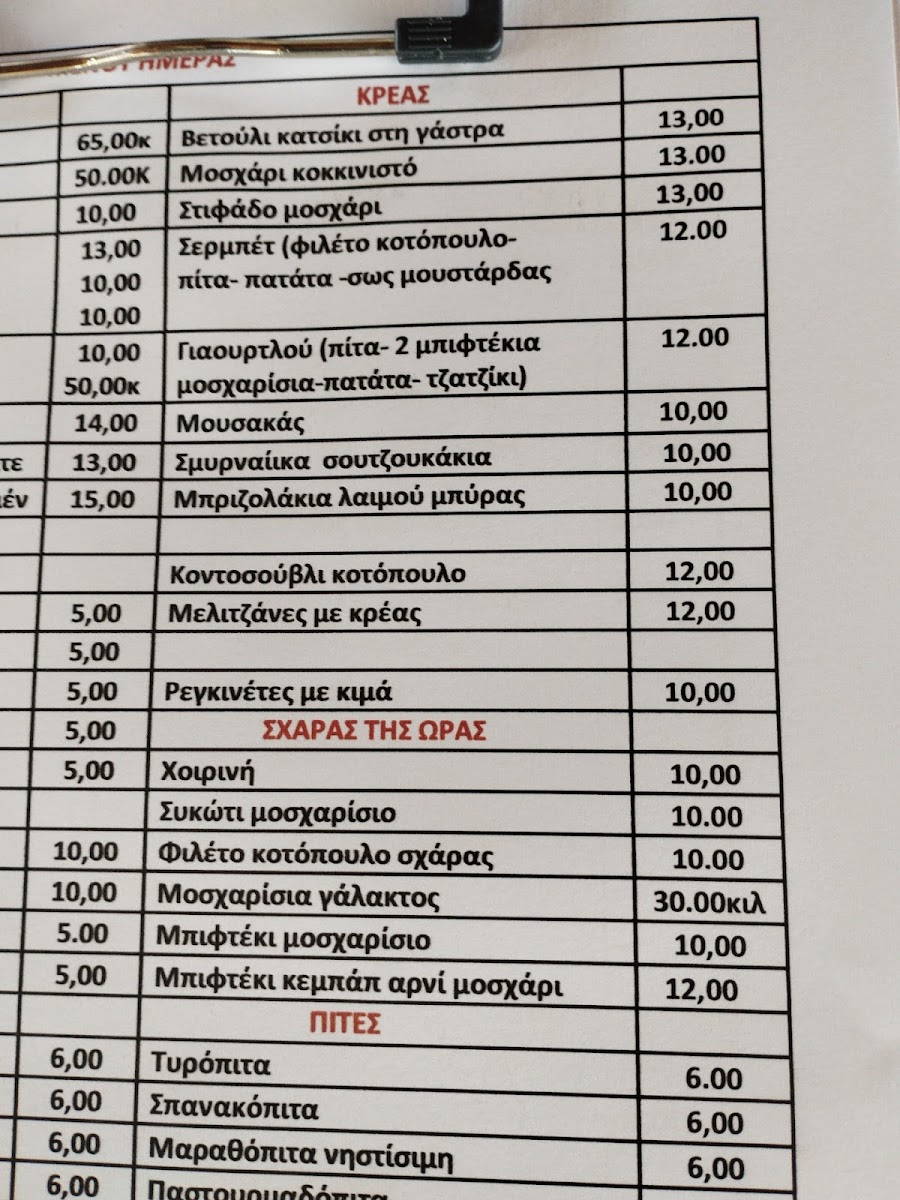 Costas Vassiliadis Tavern Photo Menu 1