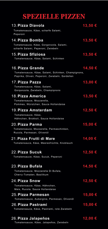 Holzofen Pizzeria Photo Menu 2