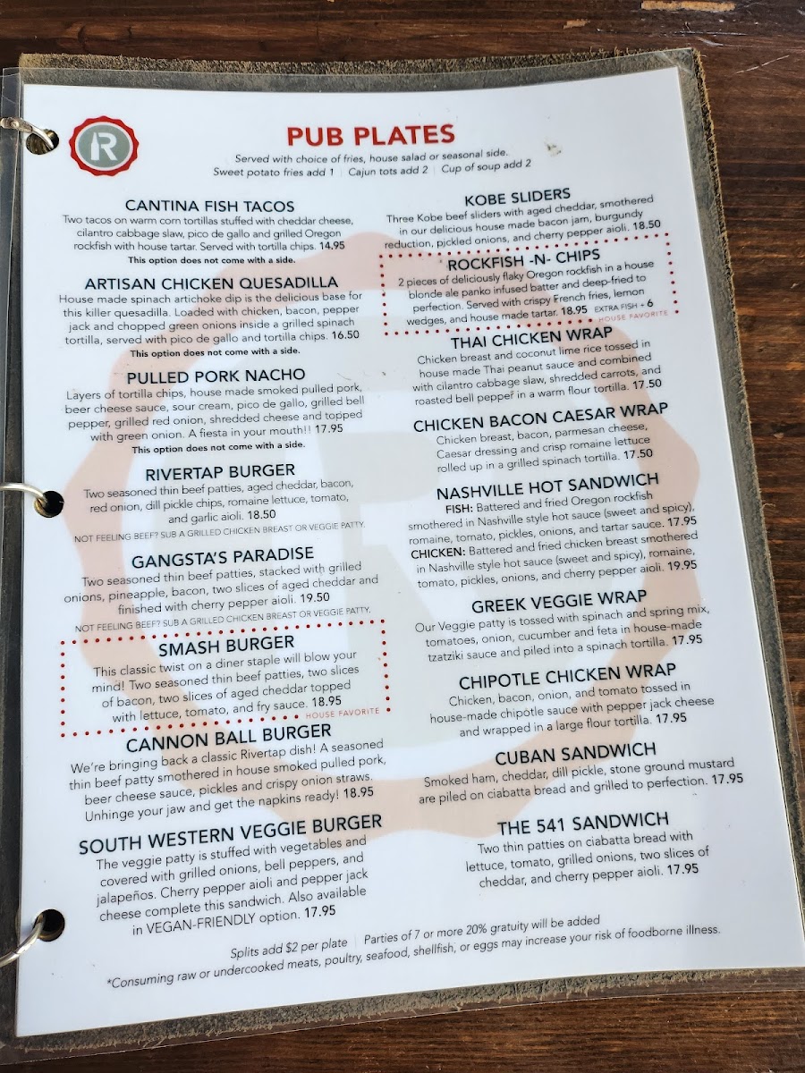 Rivertap Restaurant and Pub Photo Menu 8
