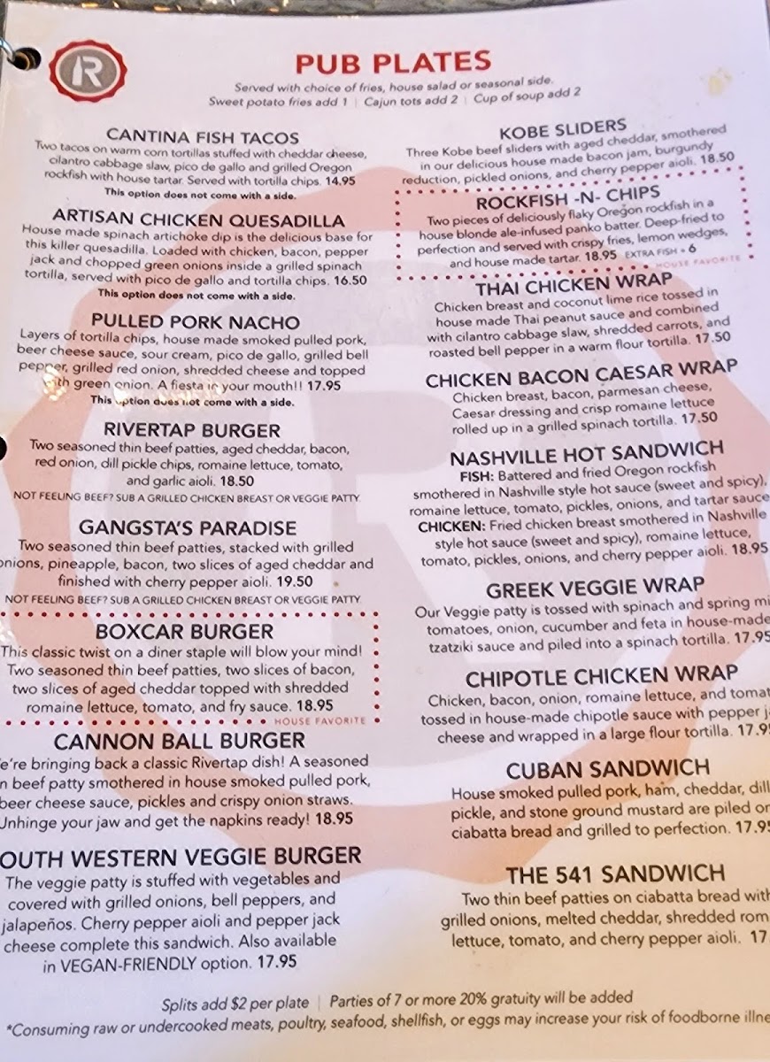 Rivertap Restaurant and Pub Photo Menu 9