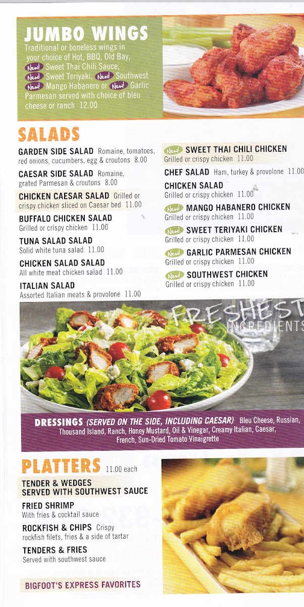 BIGFOOT'S EXPRESS Photo Menu 5