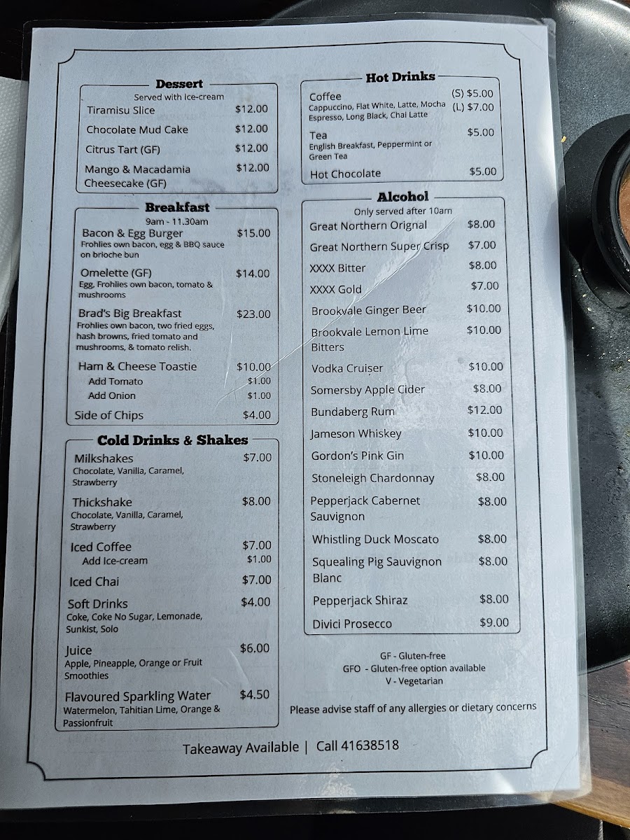 Frohlies Grill Photo Menu 2