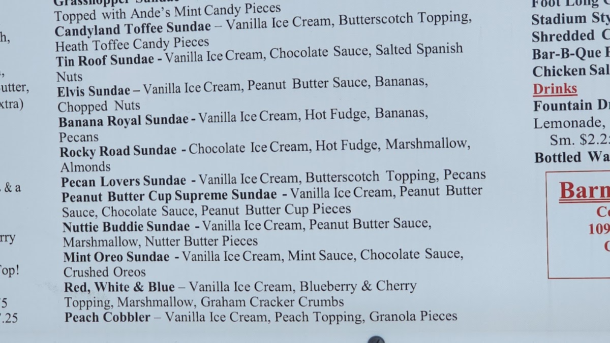 Barnside Creamery Photo Menu 1