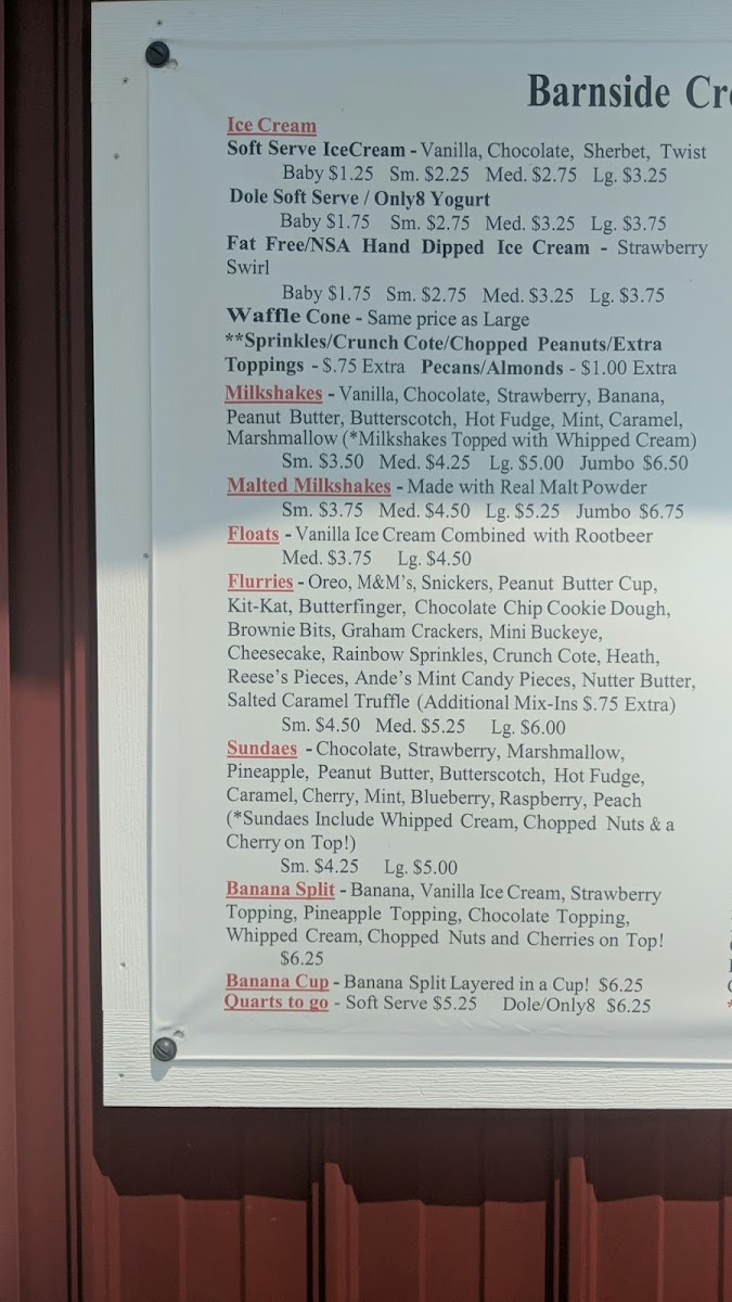 Barnside Creamery Photo Menu 5