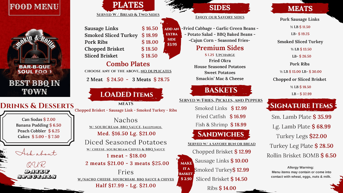 Smokin' & Rollin' BBQ Photo Menu 1