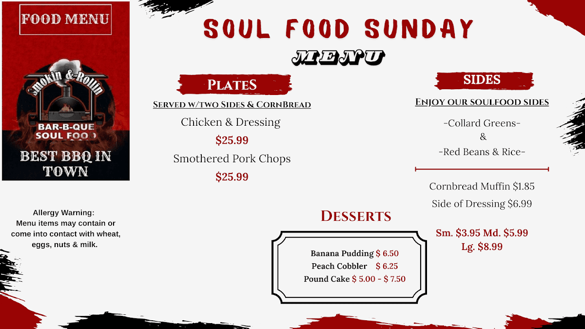 Smokin' & Rollin' BBQ Photo Menu 2