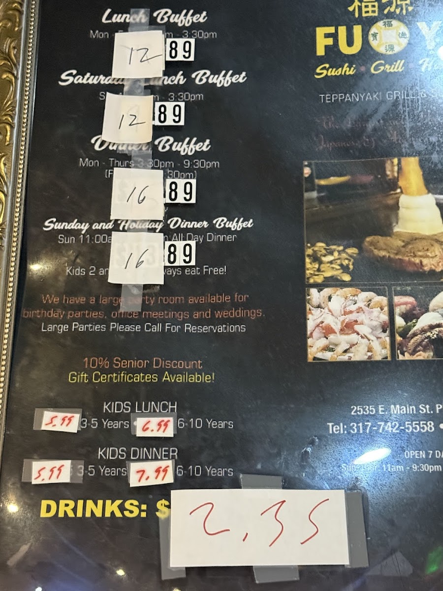Fu Yuan Hibachi Buffet Photo Menu 1