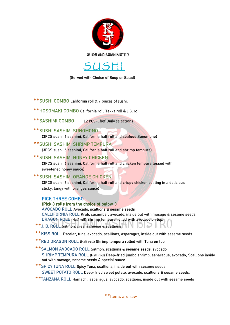 KJ Sushi And Asian Bistro Photo Menu 1