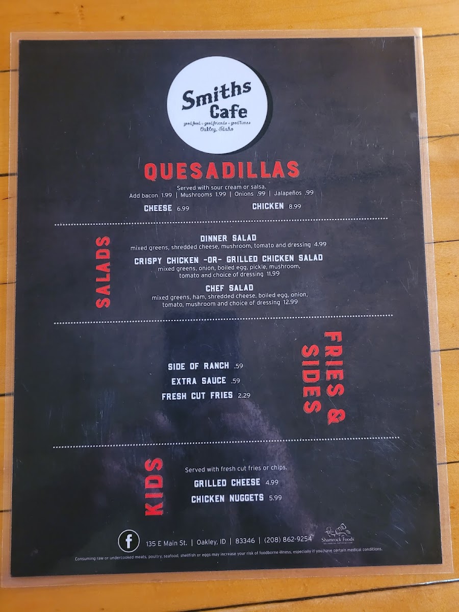 Smith's Cafe Photo Menu 2