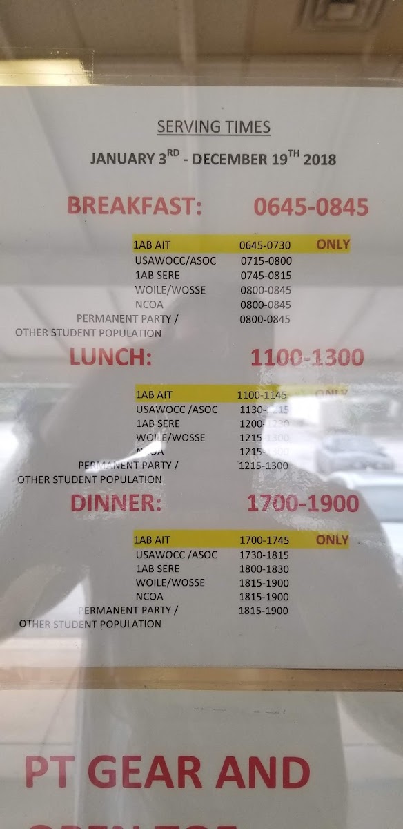 Fort Rucker Dining Facility 2 (BLDG 5914) Photo Menu 1