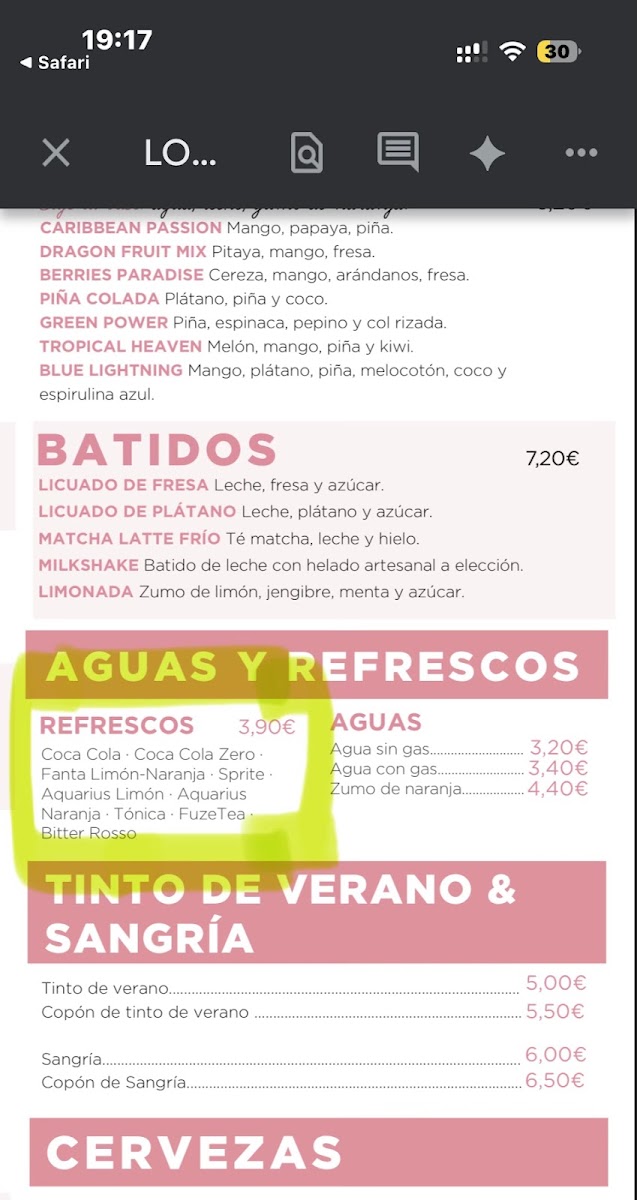 La Panera Rosa Photo Menu 2